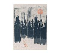 Wilderness Fox Art Printed Wooden Puzzle 500 Piece, Cute Puzzle Game in Plastic Box for Family Entertainment and Brain Training Gifts