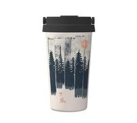 Wilderness Fox Art Stainless Steel Insulated Coffee Cup with Full Wrap Print-304/201 Double Wall, Leakproof, Hidden Handle-Travel Mug