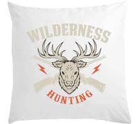 Wilderness Hunting Big Game Logo White Pillow 40x40cm With Filler White