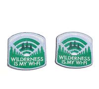 Wilderness is My WiFi Patches 2.8 Inches - Nature & Hiking 2 Pcs Embroidered Patches, Applique Patches for Trucker Hat Clothes Backpack DIY Accessories Gift