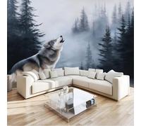 Wilderness Mysterious Animal Wolf Forest Haze Wall Mural 250 x 175 cm Graphite Grey, Large Non-Woven Photo Wallpaper for Living Room Bedroom & Office, Modern HD Feature Wall Art, Easy to Install Decor