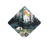 Wilderness Nature Camping Car Air Freshener Hanging, Long Lasting Scented Car Aromatherapy Tablets, Rhombus Fragrance Scented Cards for Vehicles, Bedroom, Wardrobe Gray-style
