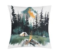 Wilderness Nature Camping Pillow Covers with Zipper for Sofa, Soft Plush Pillowcase for Living Room, Cozy Fluffy Cushion Covers for Bedroom, Breathable Throw Pillow Cover for Hotel, 18 in