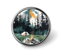 Wilderness Nature Camping Round Badge Cute Brooch Hats Jackets Decor Personalized Lapel Pin Clothing Jewelry Accessories for Wedding Party Gift