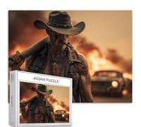 Wilderness Outlaw Cowboy 1000 Piece Jigsaw Puzzles for Adults Flame Background Art Jigsaw Challenging Family Activity Games Colorful DIY Craft Puzzle for Home Decor Gifts 70×50 cm