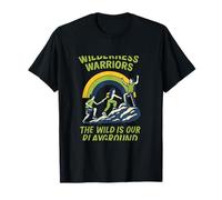 Wilderness Warriors Rainbow Outdoor Adventure Graphic Design T-Shirt