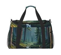 Wilderness Whispers Print Travel Duffel Bag for Men & Women, Foldable Travel Bags and Spacious Weekender Tote Bag for Storage Toiletry Luggage Personal Item, Black, L
