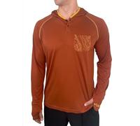 WilderWild Lightweight Men's Hoodie | Bamboo Rayon Long Sleeve Sun Shirt | MTB Jersey, Burnt Orange, XXL