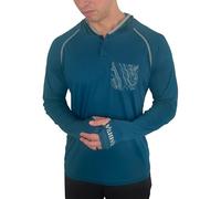 WilderWild Lightweight Men's Hoodie | Bamboo Rayon Long Sleeve Sun Shirt | MTB Jersey, Dark Blue, XL
