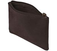 Wildery Bank Bag for Money Storage, Document Bag A5 in Real Leather, Money Transport Bag with Zip, Make-Up Bag, Small, Beige (Dark Brown, L)