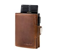 Wildery Premium Leather Men's Wallet - Slim Genuine Leather Wallet, Smart Wallet, Card Holder & Card Holder, RFID Protection, Men's Wallet, dark brown, M, Without coin compartment