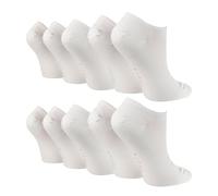 WILDFEET 10 Pair Multipack Ladies Trainer Socks Liner Low Cut Bamboo Socks with Reinforced Heel and Toe (4-8, White)