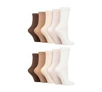 Wildfeet 10 Pairs Ladies Bamboo Crew Socks with Patterns - 4-8 UK - Dots Mix