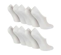Wildfeet 10 Pairs Ladies Bamboo No Show Socks | Invisible Socks Silicone Heel Grip - 4-8 UK - White