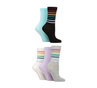 Wildfeet 5 Pack Ladies Jacquard Patterned Crew Socks - 4-8 UK - Rainbow