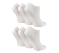 WILDFEET 6 Pack Womens Bamboo Trainer Socks Ladies Plain Ankle Socks with Foot Pattern (4-8, White)