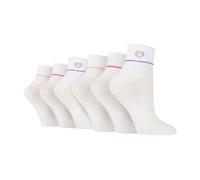 Wildfeet 6 Pair Ladies Turn Over Lounge Socks - 4-8 UK - Heart