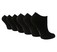 WILDFEET 6 Pair Multipack Ladies Bamboo Sport Trainer Socks Low Cut Cushioned Sports Socks in Black/White (4-8, Black)
