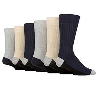 WILDFEET 6 Pair Multipack Mens Boot Socks Outdoor Cotton Socks | Ideal for Hiking (6-11, Blue)