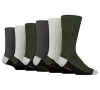 WILDFEET 6 Pair Multipack Mens Boot Socks Outdoor Cotton Socks | Ideal for Hiking (6-11, Green)
