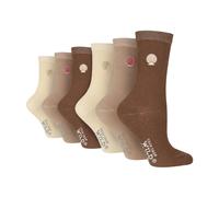 Wildfeet 6 Pairs Ladies Multipack Black Novelty Socks: Embroidered Crew Cotton Socks - Seashells - 4-8 UK