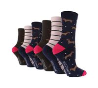Wildfeet 6 Pairs Ladies Multipack of Fun Design Socks with Novelty Animal Patterns - 4-8 UK - Dashchund