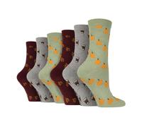 Wildfeet 6 Pairs Ladies Multipack of Novelty Design Knitted Boot Socks | Autumn Socks - 4-8 UK - Autumn