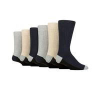 Wildfeet 6 Pairs Mens Multipack Outdoor Cotton Boot Socks for Ultimate Hiking Comfort - 6-11 UK - Blue