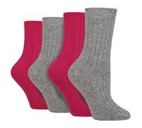 Wildfeet Women's 4 Pack Cashmere Boot Socks | Breathable Cosy Ribbed Wool Bed Socks in Charcoal | Size: 4-8 Wildfeet Charcoal 4-8