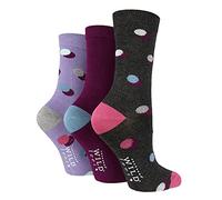 WILDFEET Womens Patterned Bamboo Socks | 3 Pair Multipack | Sock Shop Breathable Socks for the Summer (4-8, Pink/Charcoal Double Spot)