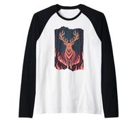 Wildfire Forest Spirit Stag Deer Buck Raglan Baseball Tee