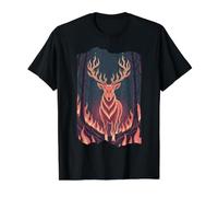 Wildfire Forest Spirit Stag Deer Buck Value Graphic T-Shirt, Men, Black, L