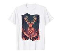 Wildfire Forest Spirit Stag Deer Buck Value Graphic T-Shirt, Men, White, S