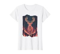 Wildfire Forest Spirit Stag Deer Buck Value Graphic T-Shirt, Women, White, M