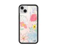 Wildflower, Apple iPhone 13/14 Case with Black Bumper Cute Fashion Certified for 4ft Drops Made by a Small Female Business Pink Green Flower (bluebelle dreams)