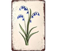 Wildflower Bluebells Retro Tin Sign Metal Tin Sign Flower Market Vintage Kitchen Decor Summer Decor Funny Wall Decor for Home Cafes Office Store Pubs Club Garden Coffee Bar 8x12 Inch