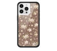 Wildflower Cases - Brown Floral Case, Compatible with Apple iPhone 15 Pro Max | Brown, Vintage, Floral, Coquette, Trendy - Protective Black Bumper, 4ft Drop Test Certified, Women Owned Small Business