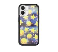 Wildflower Cases - Celestial Dreaming, Compatible with Apple iPhone 16 | Sky Space Moon Galaxy Night Star Cute Trendy - Protective Black Bumper, 4ft Drop Test Certified, Women Owned Small Business