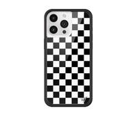 Wildflower Cases - Checkers, Compatible with Apple iPhone 15 Pro Max | Skater, Black, White, Classic, Cute, Trendy - Protective Black Bumper, 4ft Drop Test Certified, Women Owned Small Business