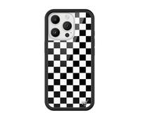 Wildflower Cases - Checkers, Compatible with Apple iPhone 16 Pro | Black White Checkered Popular Aesthetic Cute Trendy - Protective Black Bumper, 4ft Drop Test Certified, Women Owned Small Business