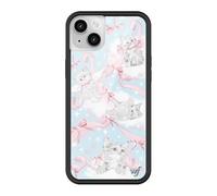 Wildflower Cases - Compatible with Apple iPhone 13/14 | Protective Black Bumper, 4ft Drop Test Certified, Women Owned Small Business | Kitten Around - Blue Pink Animal Cute Trendy