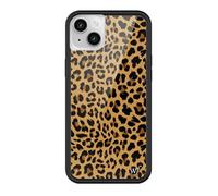 Wildflower Cases - Compatible with Apple iPhone 13/14 | Protective Black Bumper, 4ft Drop Test Certified, Women Owned Small Business | Meow - Leopard Cheetah Brown Animal Cute Trendy