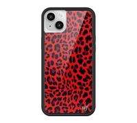 Wildflower Cases - Compatible with Apple iPhone 13/14 | Protective Black Bumper, 4ft Drop Test Certified, Women Owned Small Business | Red Meow - Leopard Animal Print Cheetah Dainty Cute Trendy