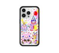 Wildflower Cases - Compatible with Apple iPhone 14 Pro | Protective Black Bumper, 4ft Drop Test Certified, Women Owned Small Business | Clown Around - Circus Stars Moon Red Yellow Blue Trendy Cute