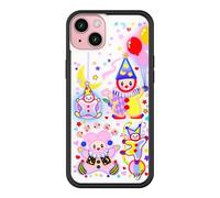 Wildflower Cases - Compatible with Apple iPhone 15 Plus | Protective Black Bumper, 4ft Drop Test Certified, Women Owned Small Business | Clown Around - Circus Stars Moon Red Yellow Blue Trendy Cute