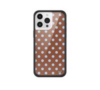 Wildflower Cases - Compatible with Apple iPhone 15 Pro Max | Protective Black Bumper, 4ft Drop Test Certified, Women Owned Small Business | Polka Dot | Brown & Blue - Spots Aesthetic Trendy Cute