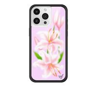 Wildflower Cases - Compatible with Apple iPhone 15 Pro Max | Protective Black Bumper, 4ft Drop Test Certified, Women Owned Small Business | Sweet Lily - Floral Nature Pink Green Dainty Trendy Cute