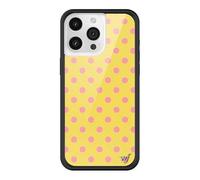 Wildflower Cases - Compatible with Apple iPhone 15 Pro Max | Protective Black Bumper, 4ft Drop Test Certified, Women Owned Small Business | Polka Dot | Pink & Yellow - Spots Aesthetic Trendy Cute