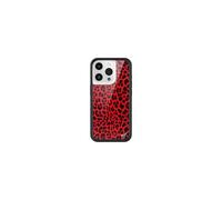 Wildflower Cases - Compatible with Apple iPhone 15 Pro | Protective Black Bumper, 4ft Drop Test Certified, Women Owned Small Business | Red Meow - Leopard Animal Print Cheetah Dainty Cute Trendy
