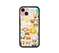 Wildflower Cases - Compatible with Apple iPhone 15 | Protective Black Bumper, 4ft Drop Test Certified, Women Owned Small Business | Animal Kingdom - Yellow Blue White Zoo Aesthetic Trendy Cute